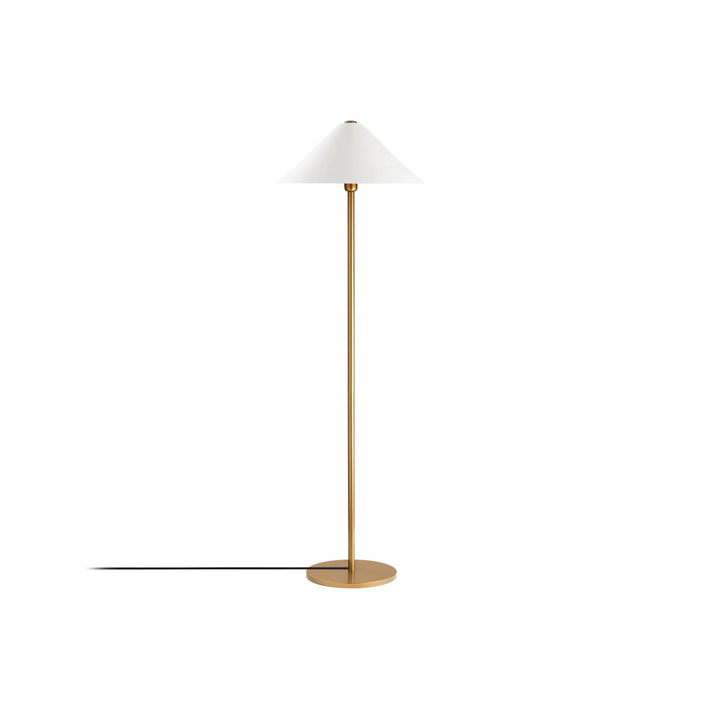 Gold Floor Lamp with White Metal Shade (150cm) - Karrari