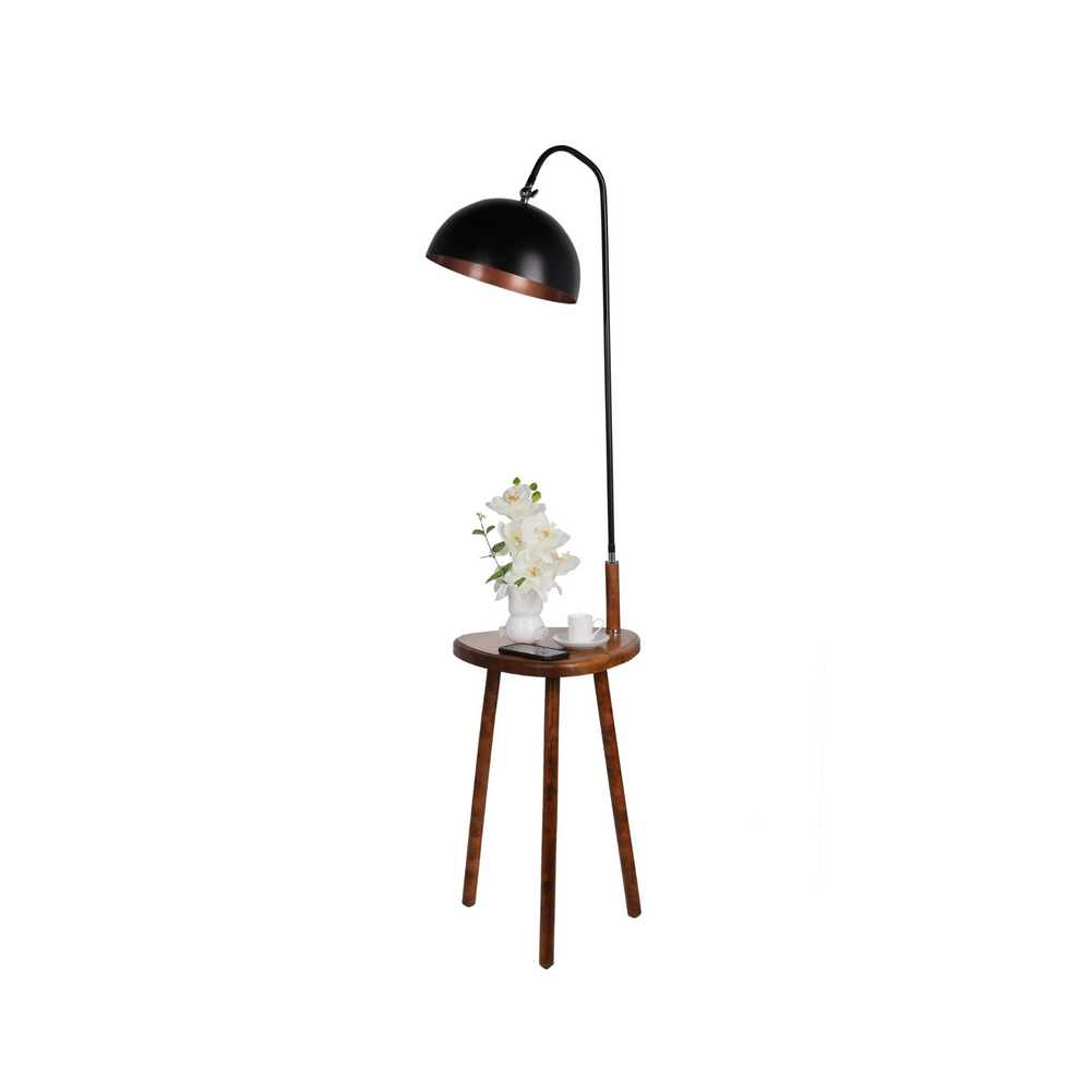 Storage Shelf Floor Lamp - Black & Copper (130cm) - Karrari