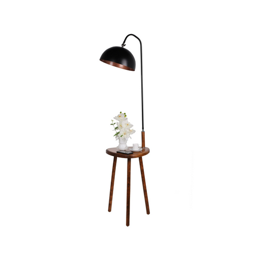 Storage Shelf Floor Lamp - Black & Copper (130cm) - Karrari