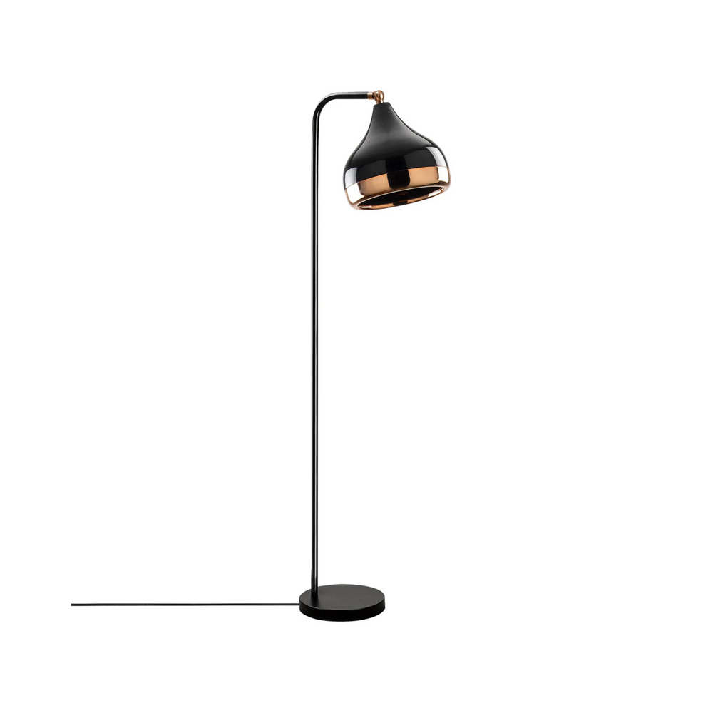 Modern Metal & Glass Floor Lamp – Black/Copper - Karrari