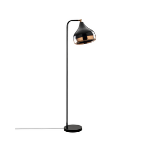 Modern Metal & Glass Floor Lamp – Black/Copper - Karrari