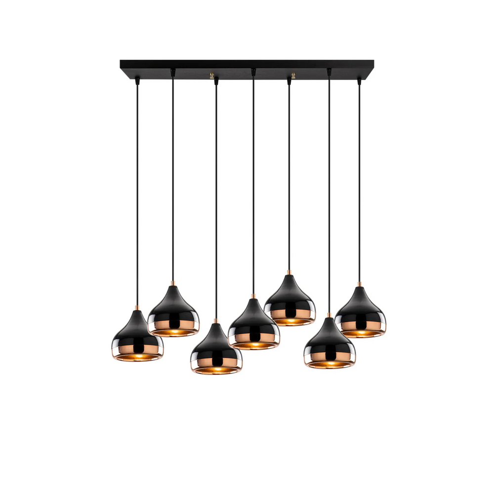 7-Light Black & Copper Cluster Pendant Chandelier - Karrari