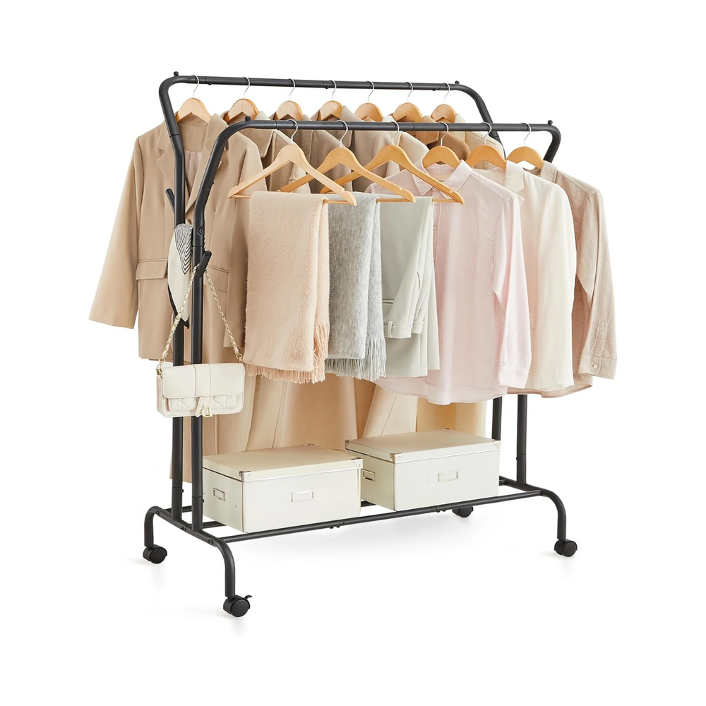 Heavy-Duty Double Clothes Rail with Wheels - Karrari