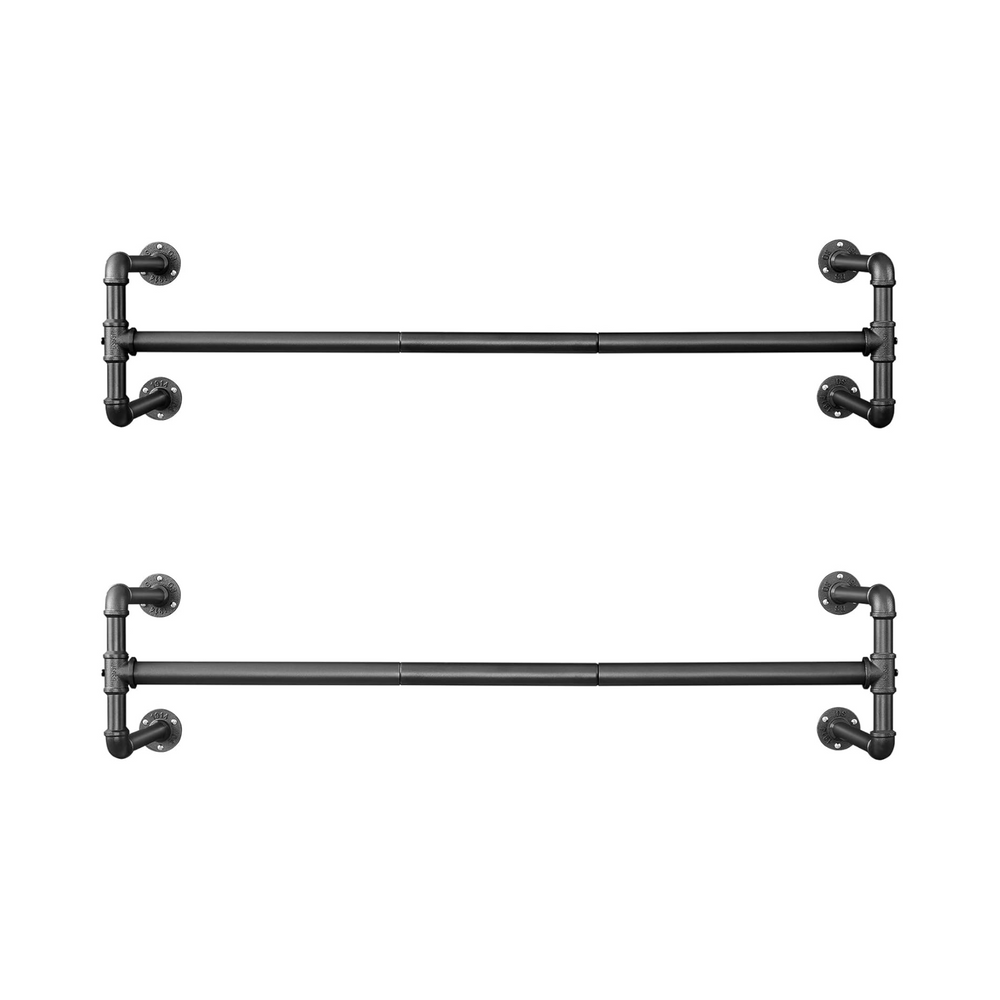 Set of 2 Wall-Mounted Industrial Pipe Clothes Racks - Karrari