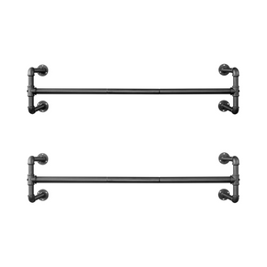 Set of 2 Wall-Mounted Industrial Pipe Clothes Racks - Karrari