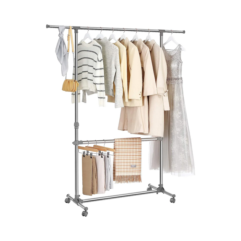 Adjustable Double Clothes Rail on Wheels - Karrari