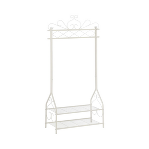 Vintage Coat Rack - 2 Metal Shelves, Cream White - Karrari