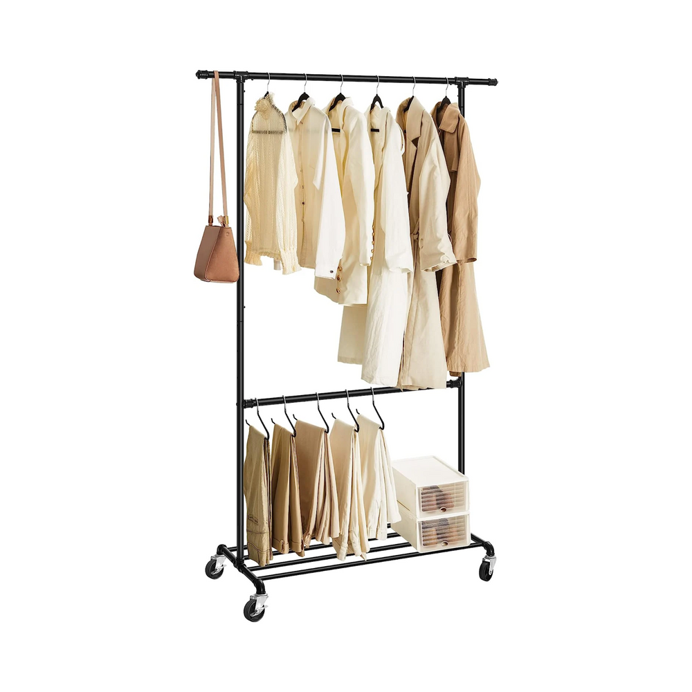 ndustrial Double Clothes Rack on Wheels - Karrari