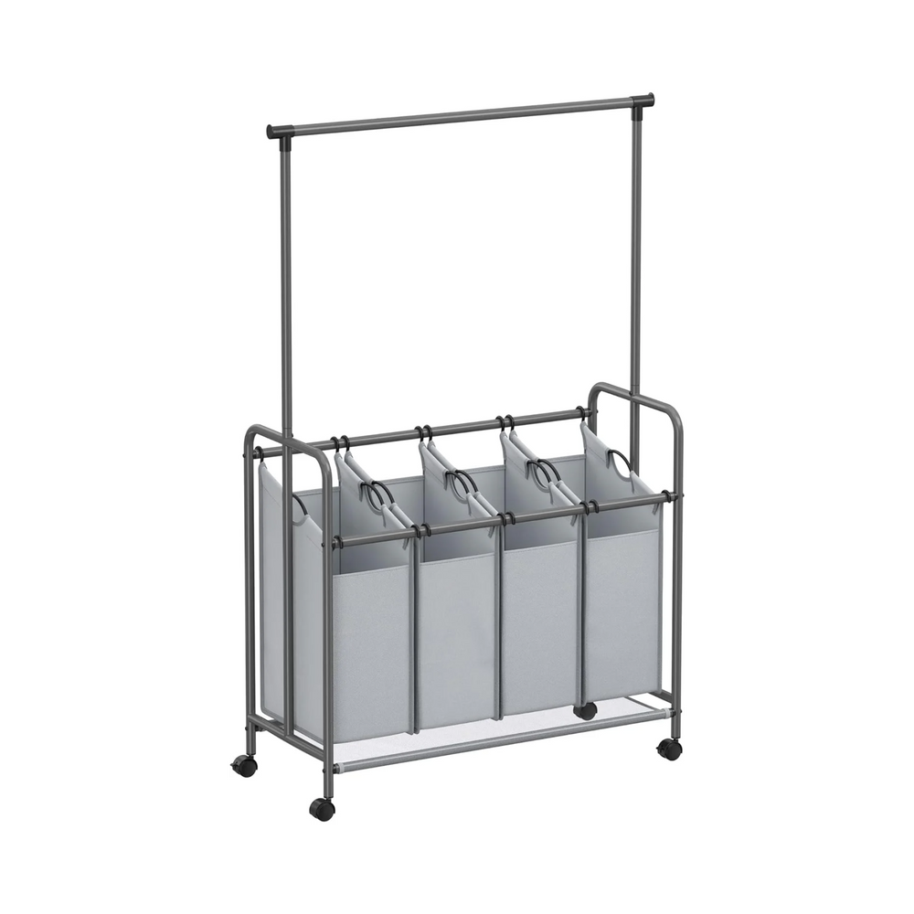 4-Section Laundry Sorter Trolley - Wheels & Brake, 200L - Karrari