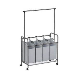 4-Section Laundry Sorter Trolley - Wheels & Brake, 200L - Karrari