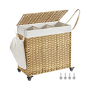 140L 3-Section Laundry Hamper - Lid & Wheels - Karrari