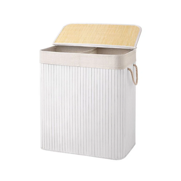 Bamboo Laundry Hamper - Removable Bag & Lid - Karrari