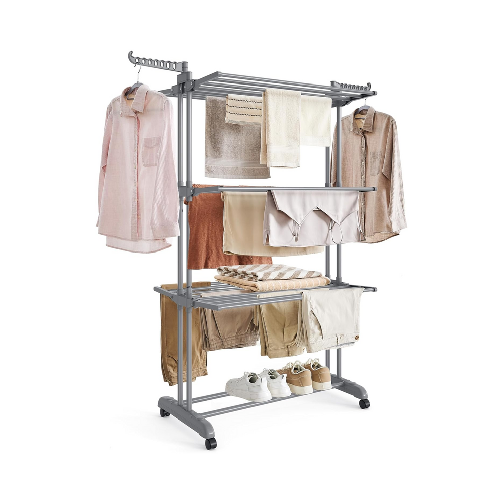 4-Tier Foldable Clothes Drying Rack – Stainless Steel - Karrari