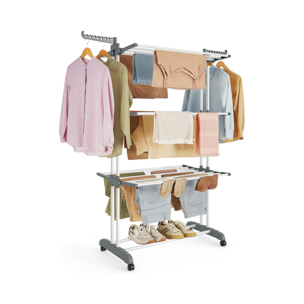 Large 4-Tier Foldable Clothes Airer – Stainless Steel - Karrari