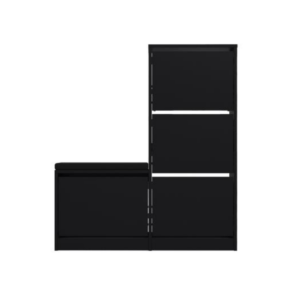 DUDE Shoe Cabinet with Bench – Black Bute - Karrari