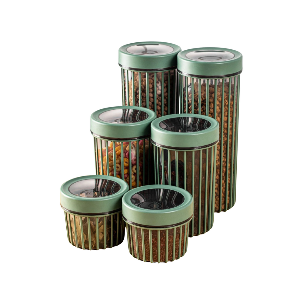6-Piece Airtight Green Storage Jar Set - Karrari