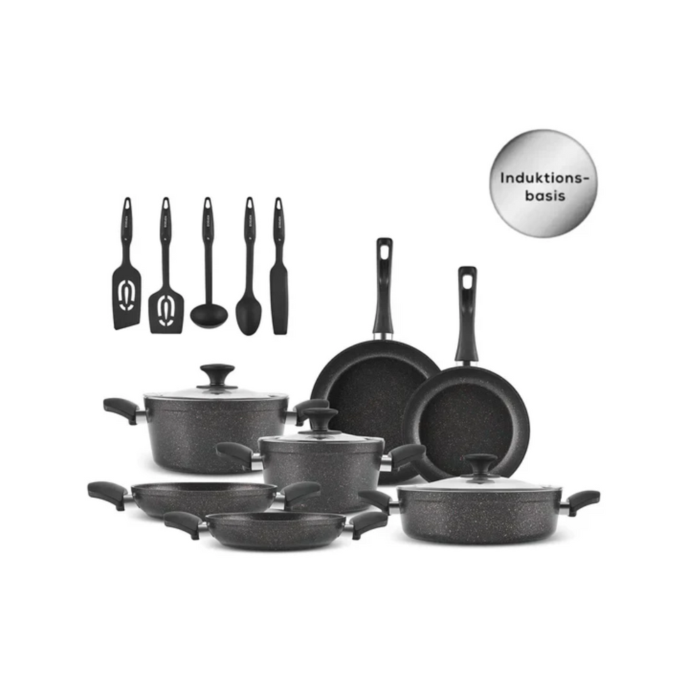 Karaca Biogranit Blackgold Induction Pot Set – 15 Piece - Karrari