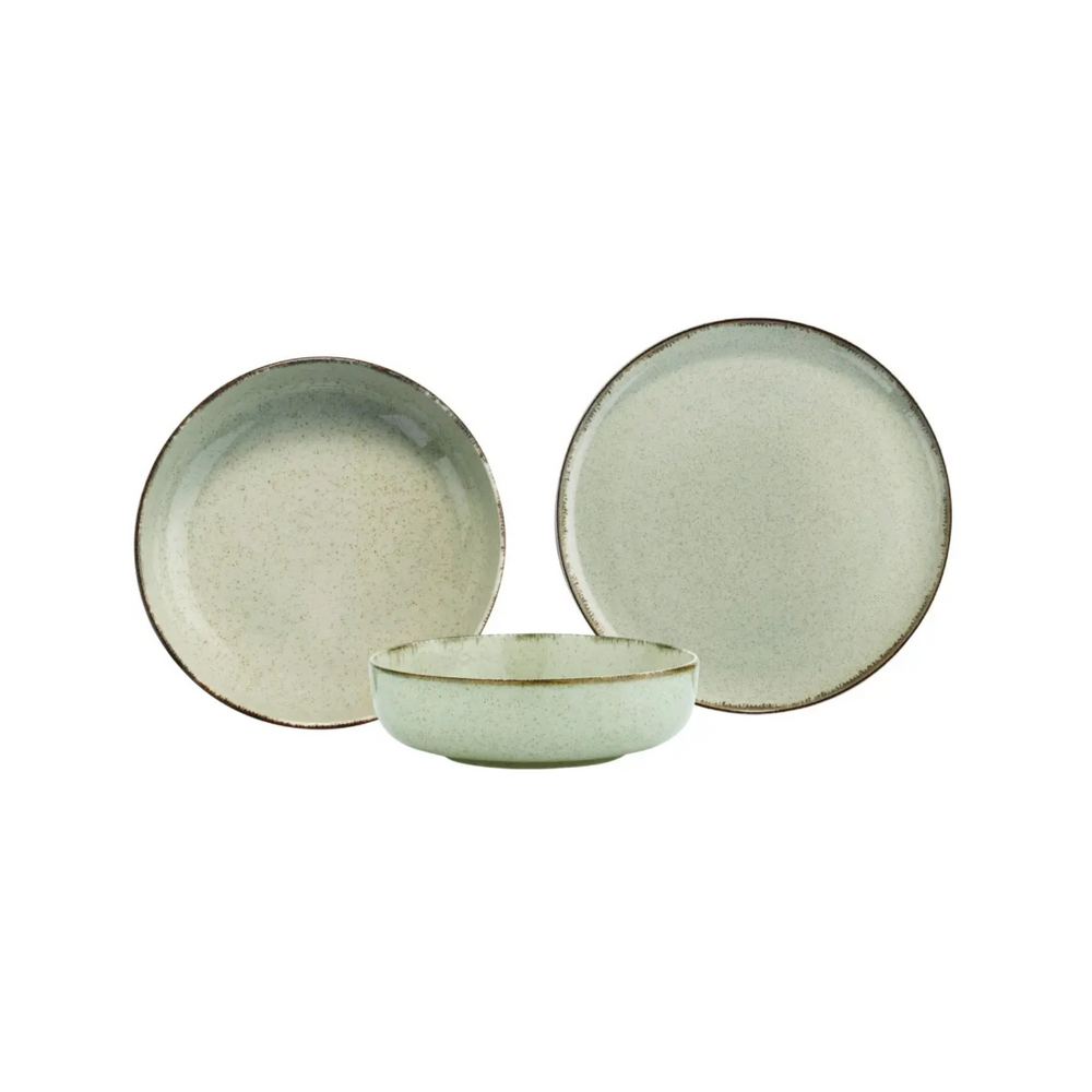 Sage Green Stoneware Dinnerware Set – 12 Piece - Karrari