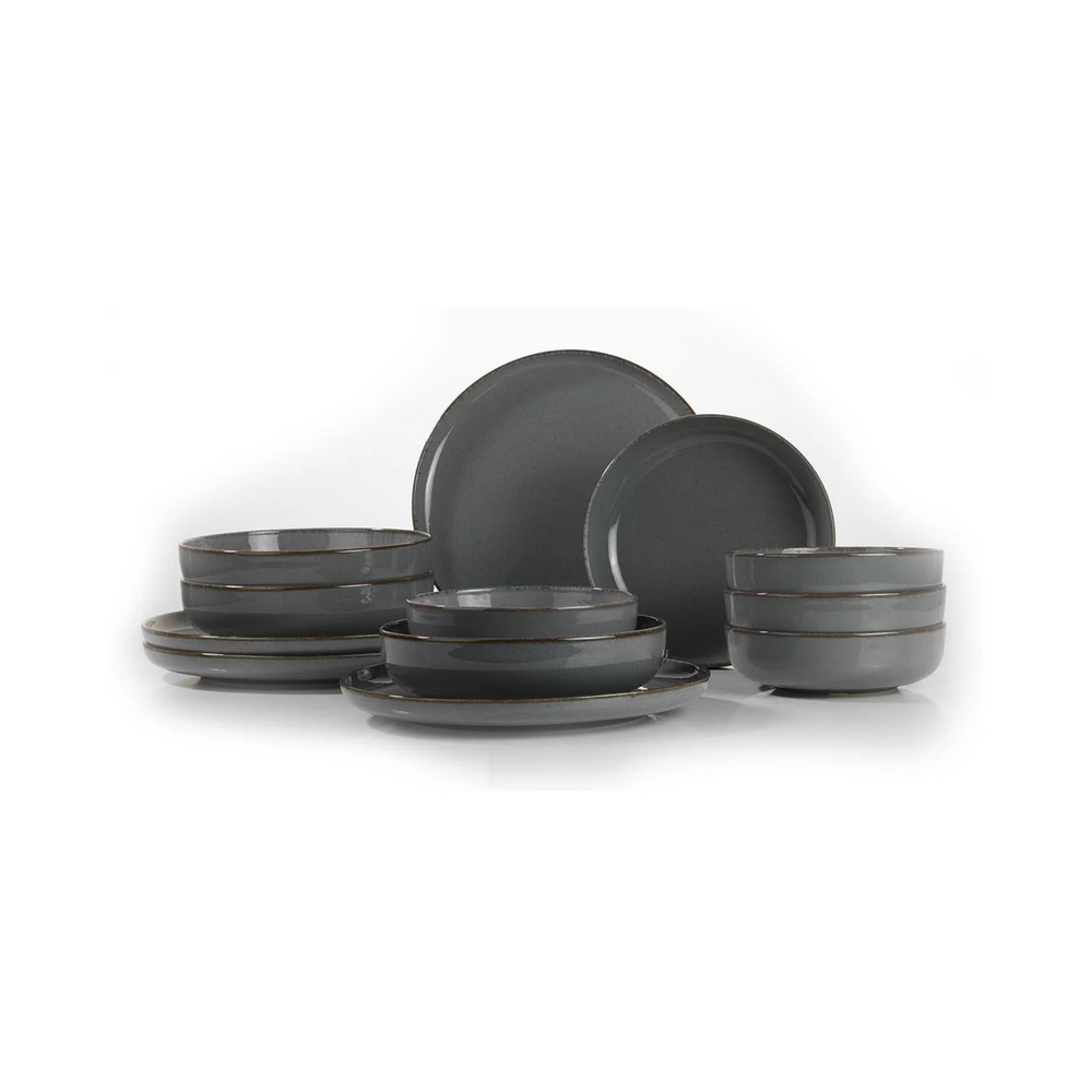 Wellhome Grey Porcelain Dinnerware Set - 12 Piece - Karrari