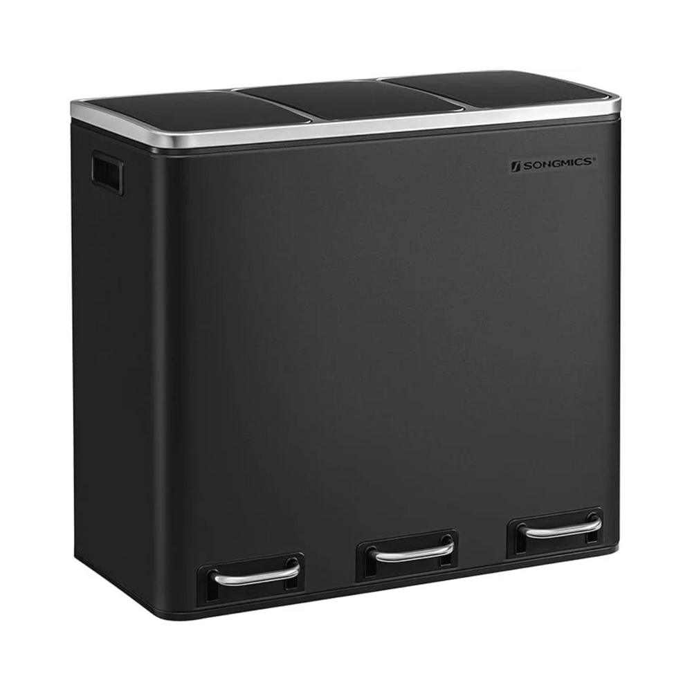 3-in-1 Steel Kitchen Recycling Bin (3×18L) - Karrari