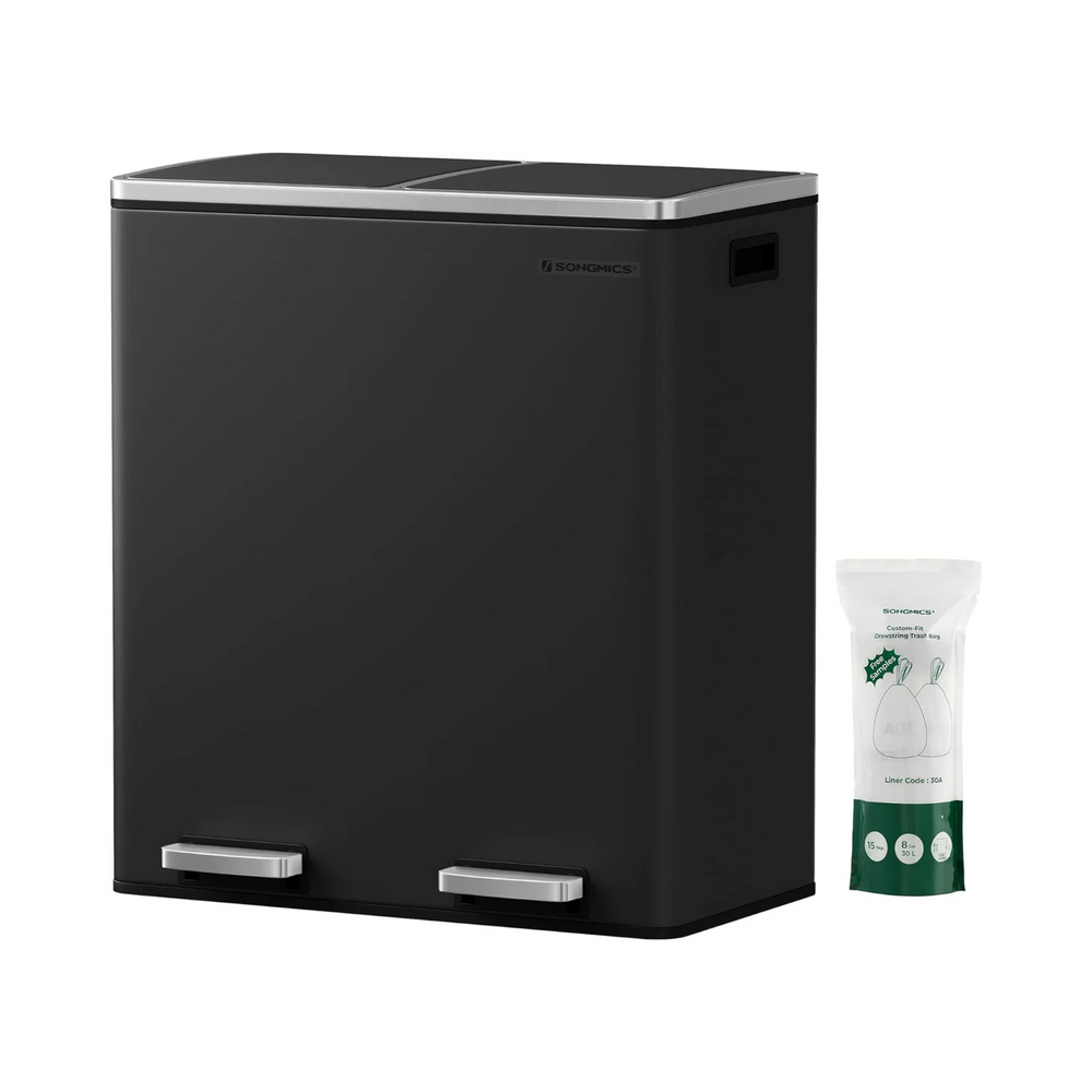 Double Kitchen Pedal Bin 2×30L (Waste & Recycling) - Karrari