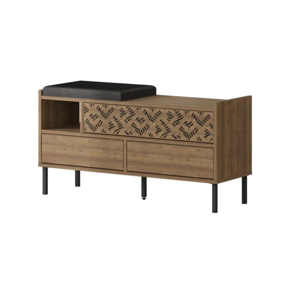 Wooden Shoe Storage Bench - Shelves & Drawers - Karrari