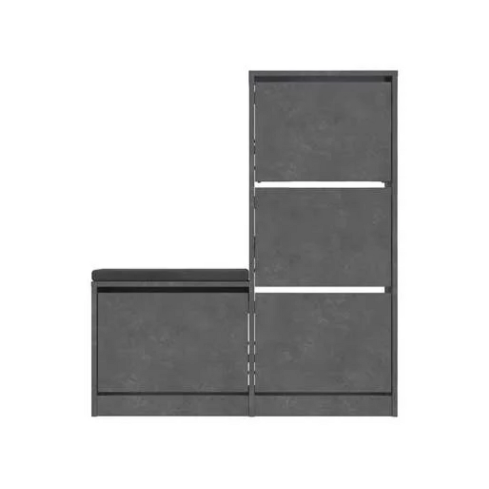 Concrete-Effect Shoe Cabinet with Bench - Karrari