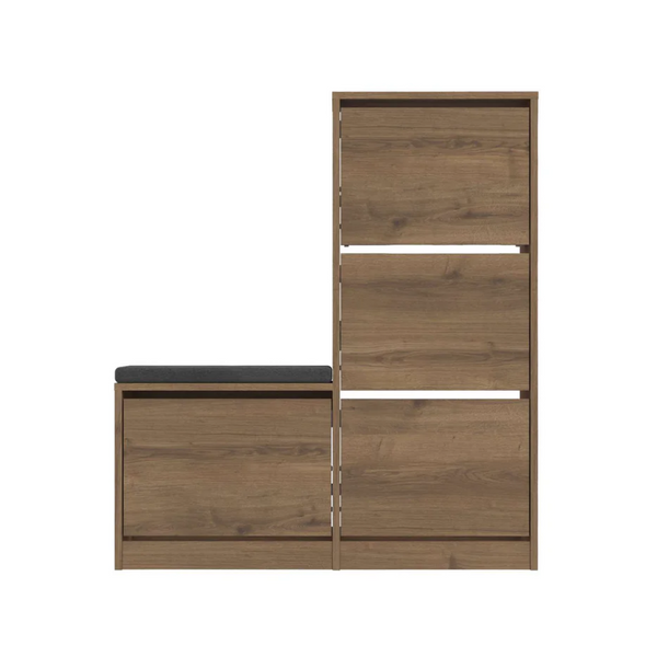 Brown Shoe Cabinet with Compartments & Bench - Karrari