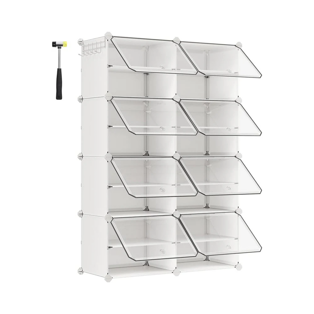 8-Slot Interlocking Shoe Storage Cabinet with Doors - Karrari