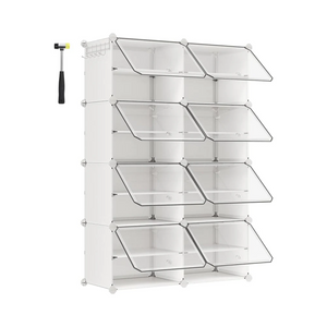 8-Slot Interlocking Shoe Storage Cabinet with Doors - Karrari