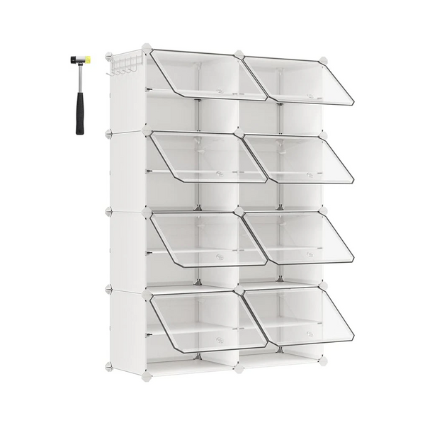 8-Slot Interlocking Shoe Storage Cabinet with Doors - Karrari