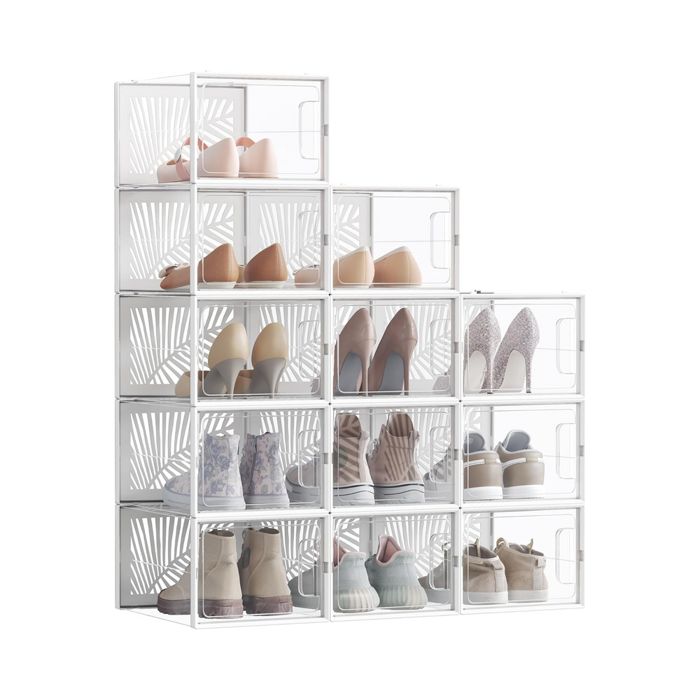 Set of 12 Clear Stackable Shoe Storage Boxes - Karrari