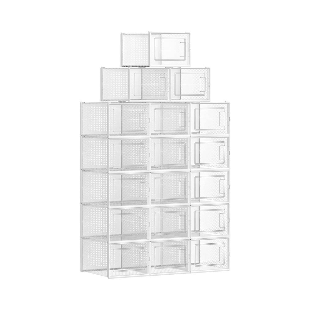 Pack of 18 Foldable Stackable Shoe Storage Boxes - Karrari