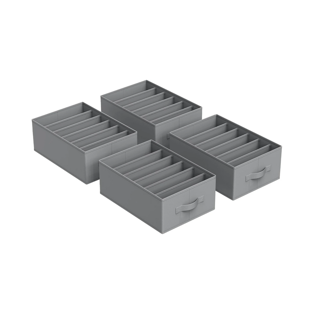 Set of 4 Wardrobe Drawer Organisers - 6 Compartments - Karrari