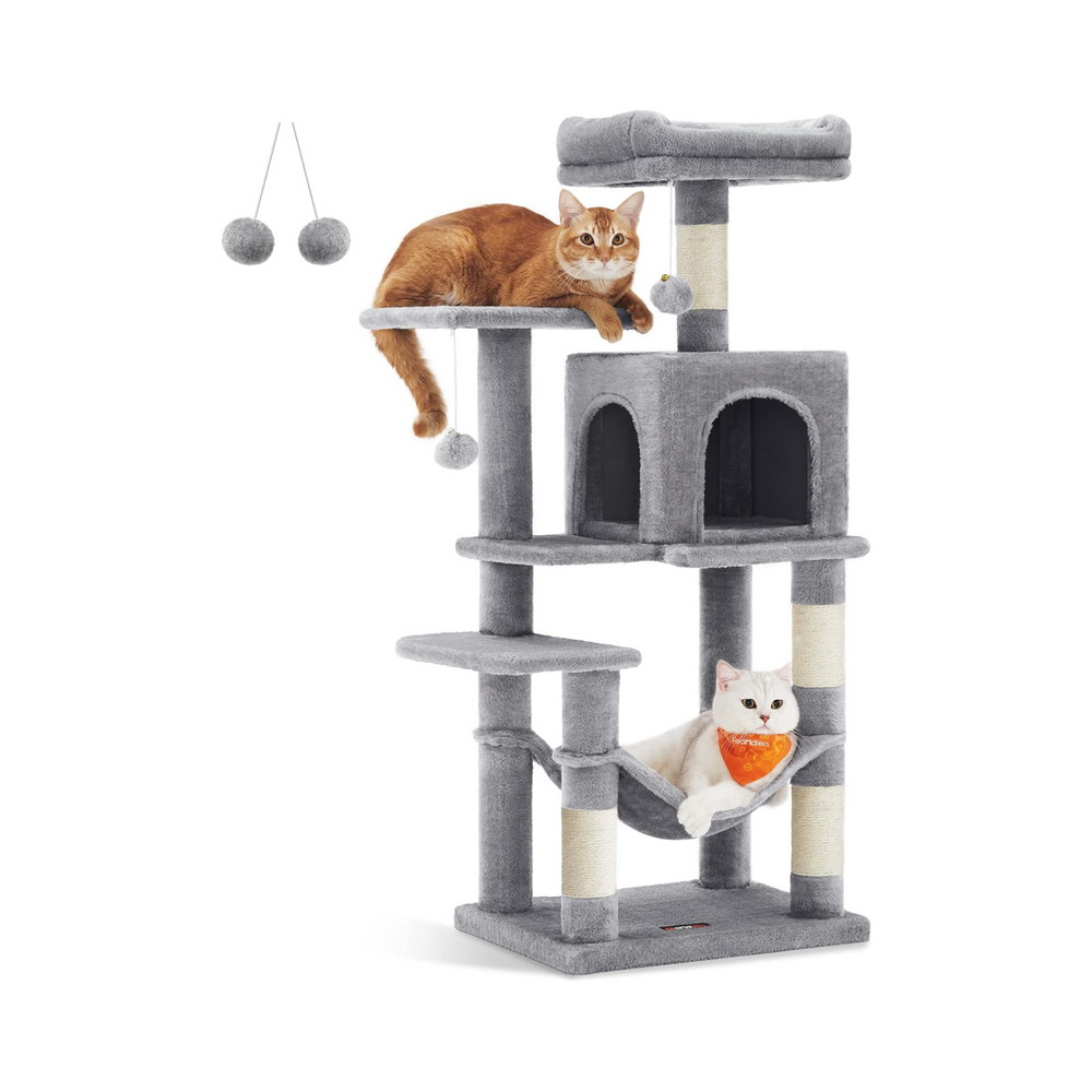 Light Grey Cat Tower - Hammock & Scratching Posts - Karrari