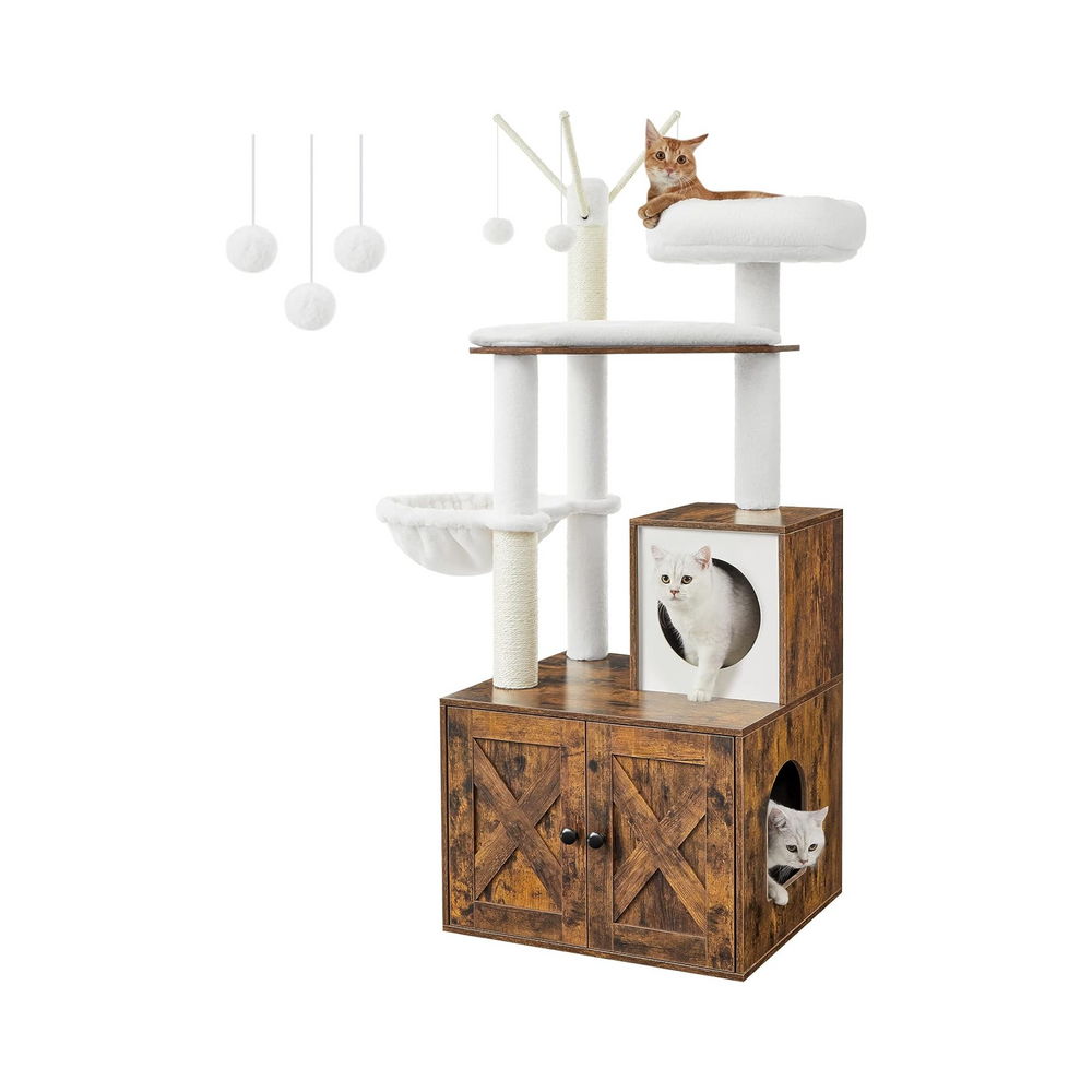 2-in-1 Cat Tree Tower with Litter Box Enclosure - Karrari