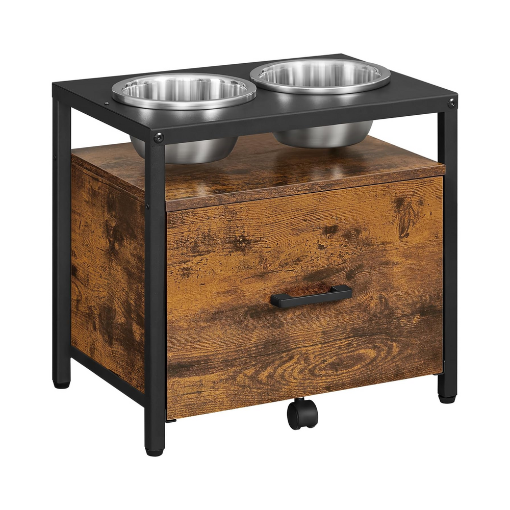 Raised Dog Feeding Station with 2 Bowls & Drawer - Karrari