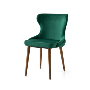 Velvet Tufted Accent Chair - Wooden Legs