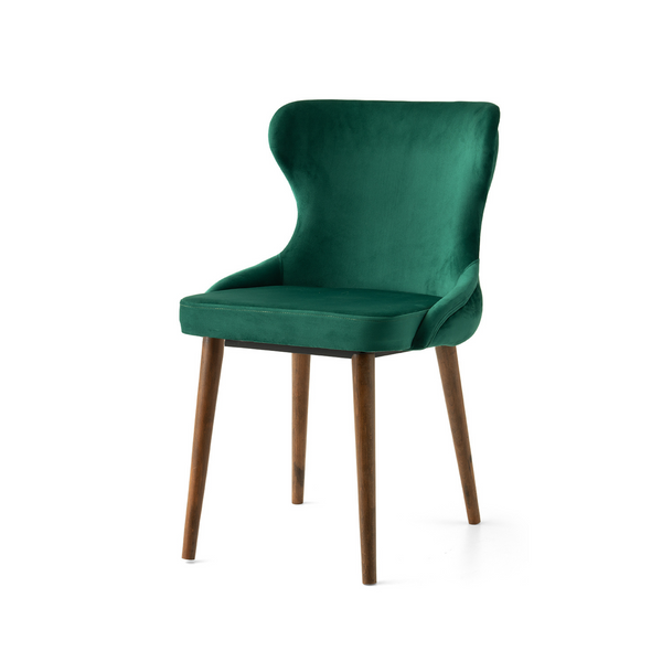 Velvet Tufted Accent Chair - Wooden Legs