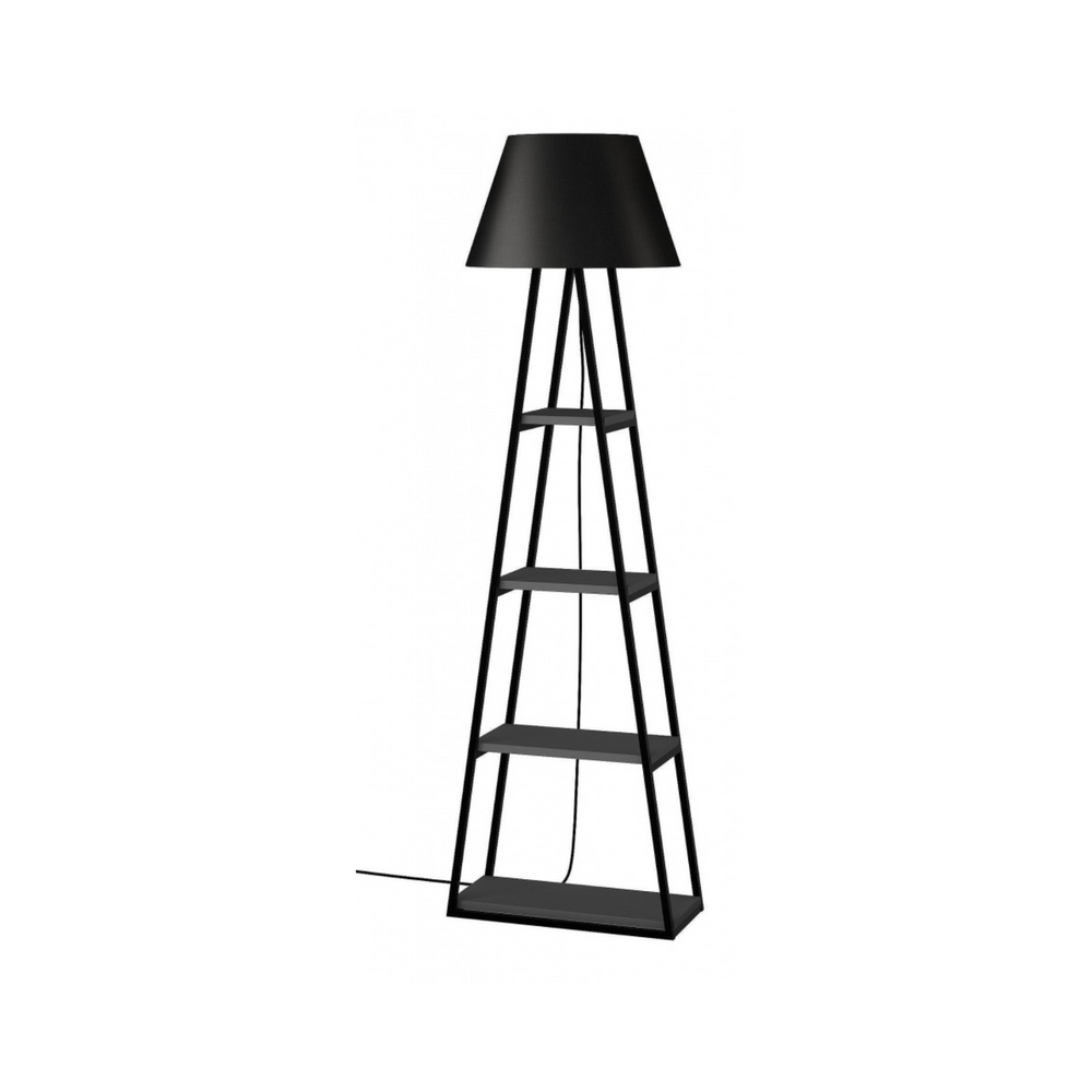 Modern Black Floor Lamp with Shelves