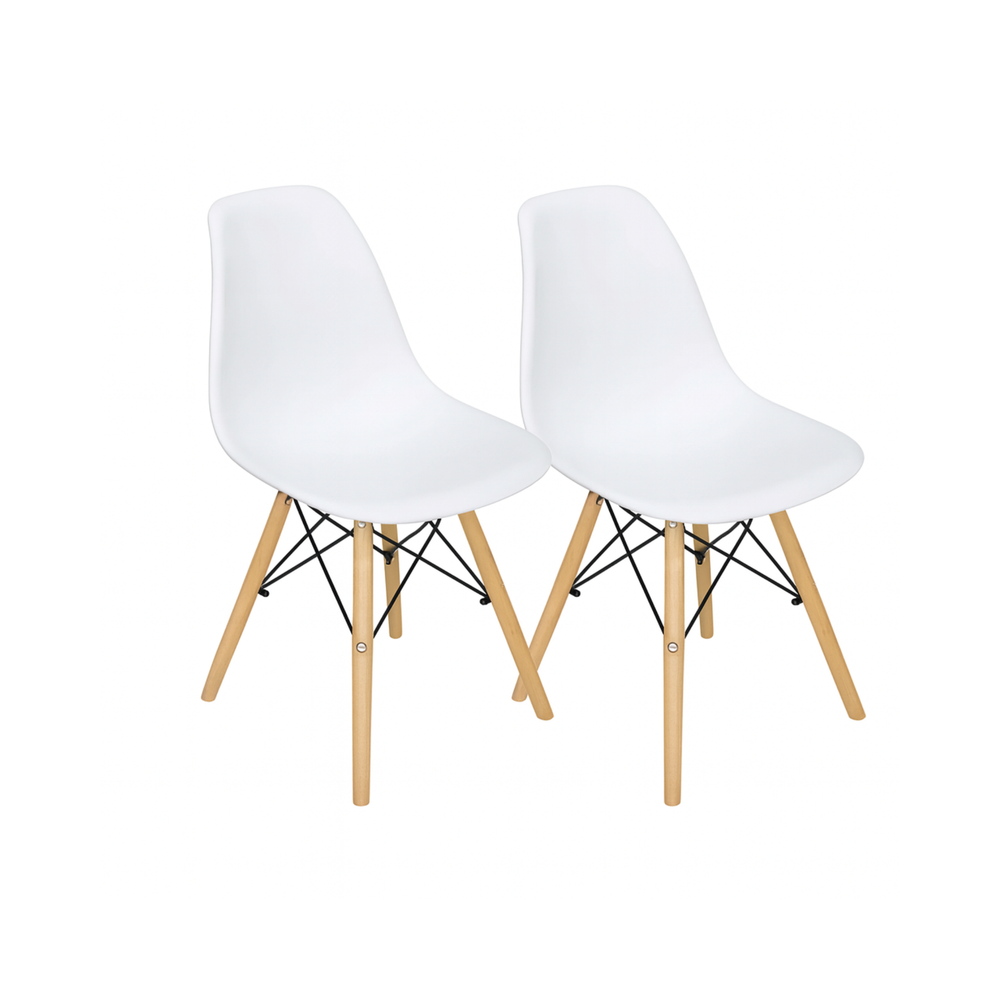 Set of 2 Modern Dining Chairs with Wooden Legs