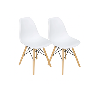 Set of 2 Modern Dining Chairs with Wooden Legs