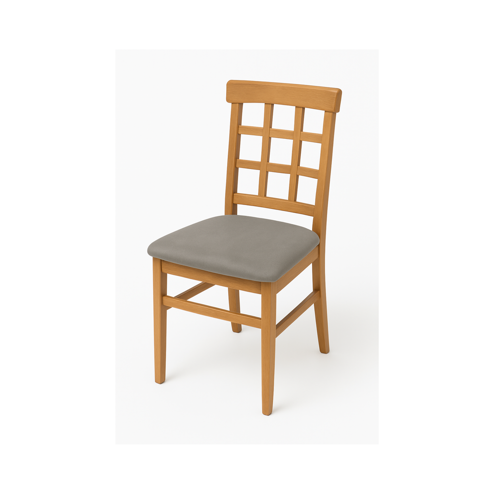 Rustic Wooden Dining Chair with Cushioned Seat