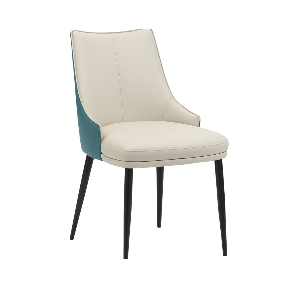 Teal & Cream Upholstered Dining Chairs (Set of 2)