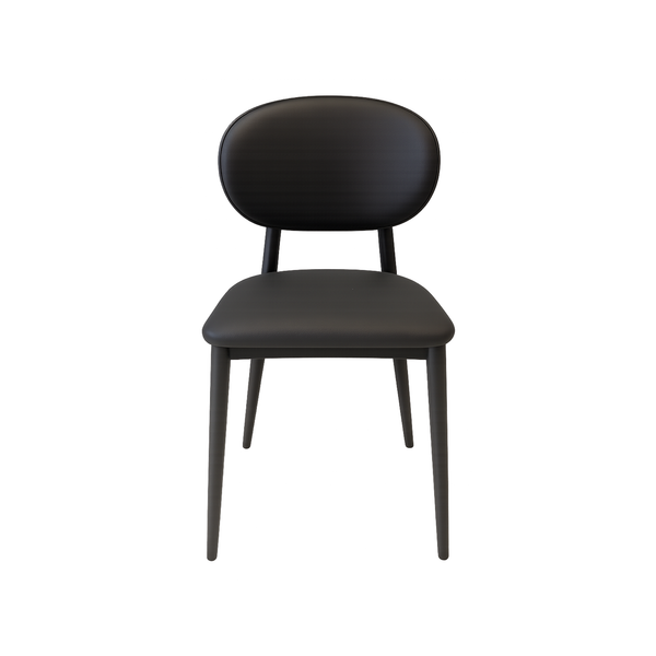Black Faux Leather Dining Chair - Curved Backrest (set of 2)