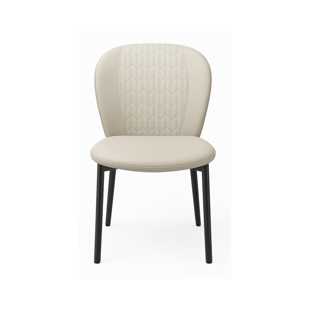 Cream Modern Dining Chairs - Quilted Backrest (Set of 2)