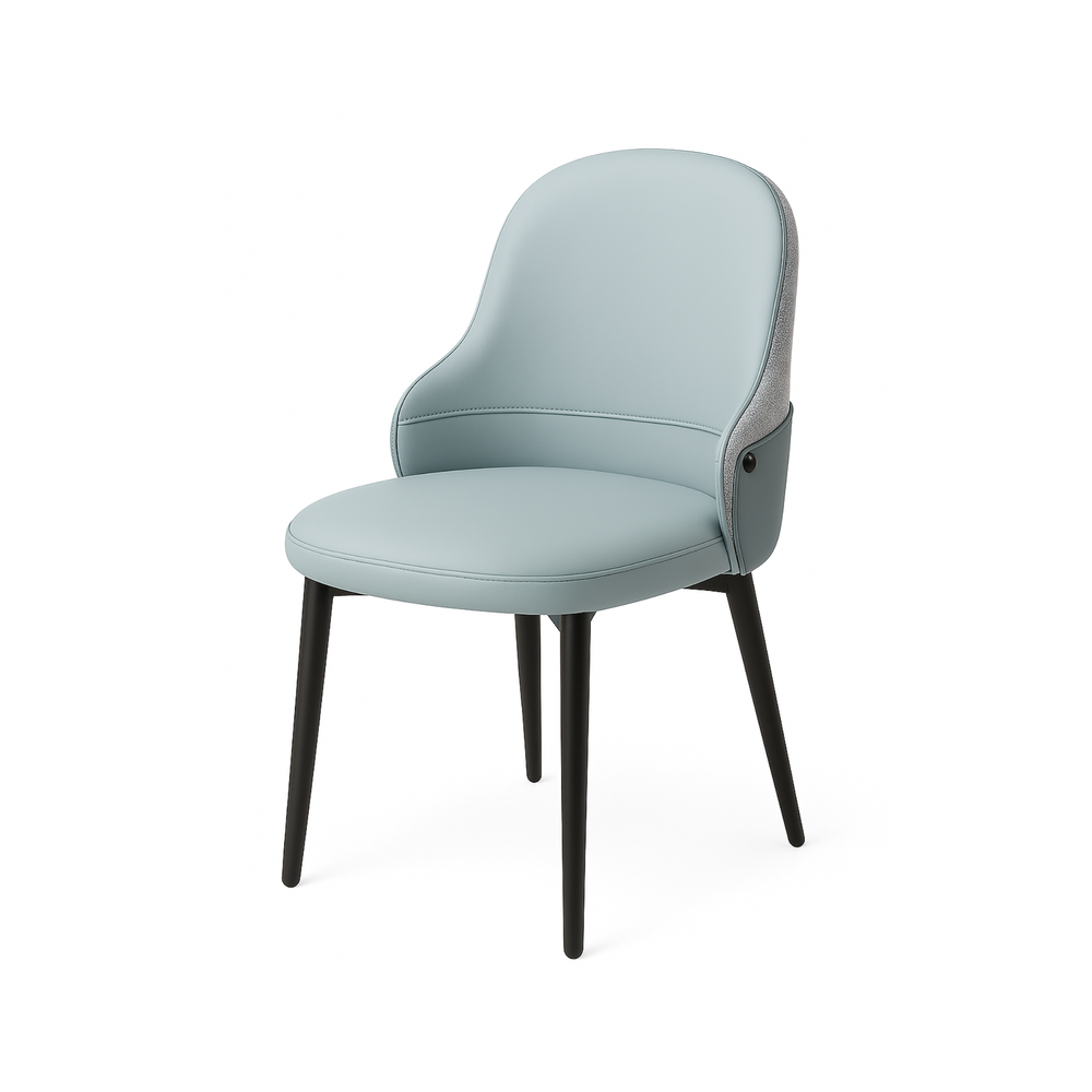 Light Blue & Grey Dining Chairs – Faux Leather (Set of 2)