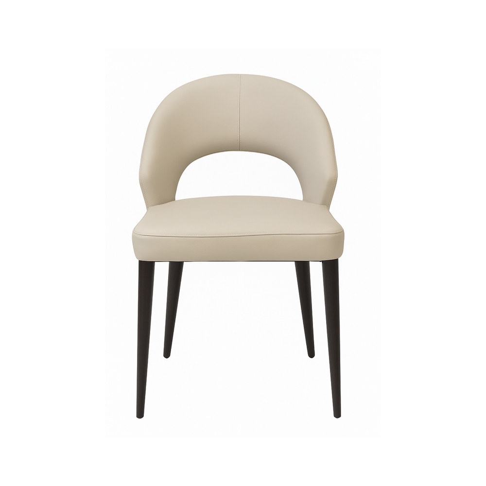 Cream Faux Leather Dining Chairs - Curved Backrest (Set of 2)