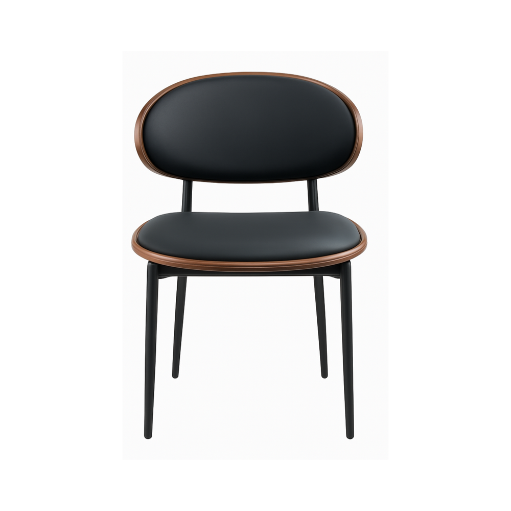 Walnut and Black Faux Leather Dining Chairs (Set of 2)