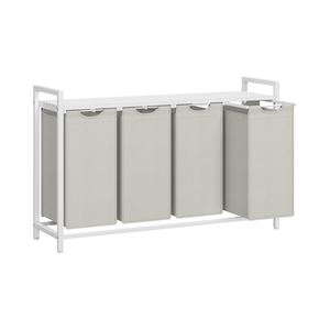 Laundry Hamper - 4 Sections, Shelf & Removable Bags